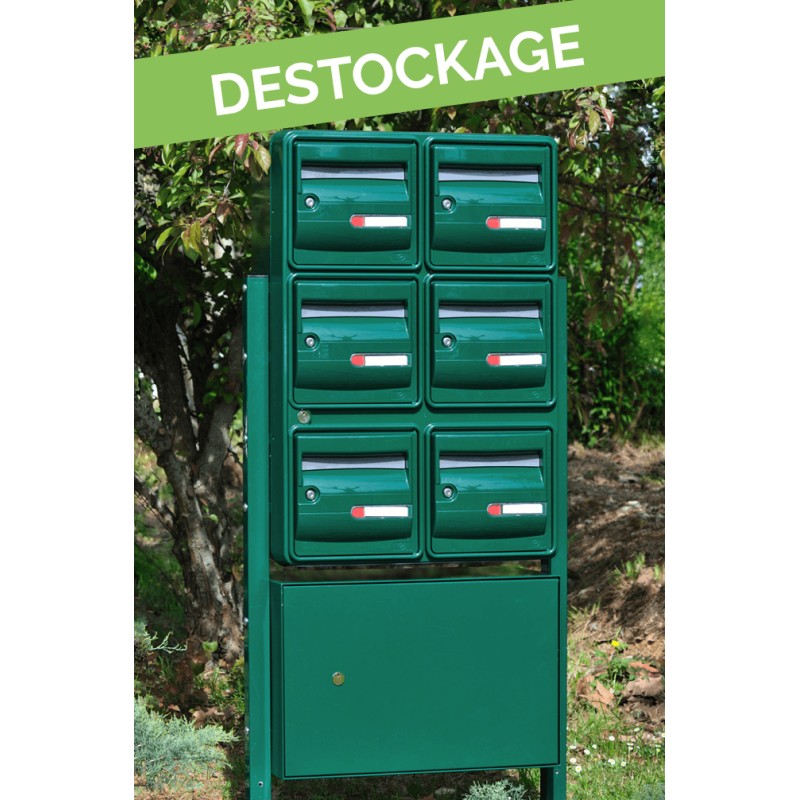 Pack 6 Boites aux lettres + Boite à colis + Pieds platines