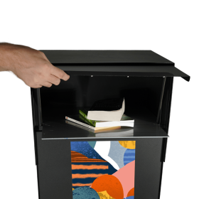 Easy Book Osidan Boite de retour médiathèque Noir Gros plan haut livres