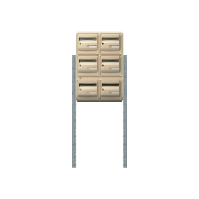 B6 Bloc collectif de boite aux lettres 6 alvéoles avec pied galva Beige ivoire