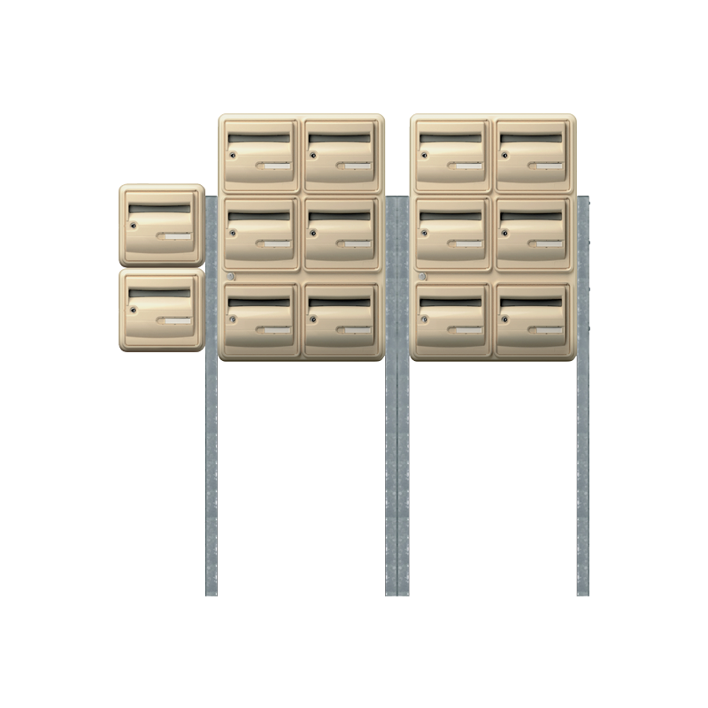 Bloc de 14 boîtes aux lettres collectives extérieures et pieds